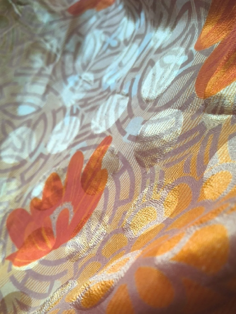 VINTAGE Silk Sari Reversible Wrap Skirt - Red & Orange - Darn Good Yarn - Picture 9 of 17